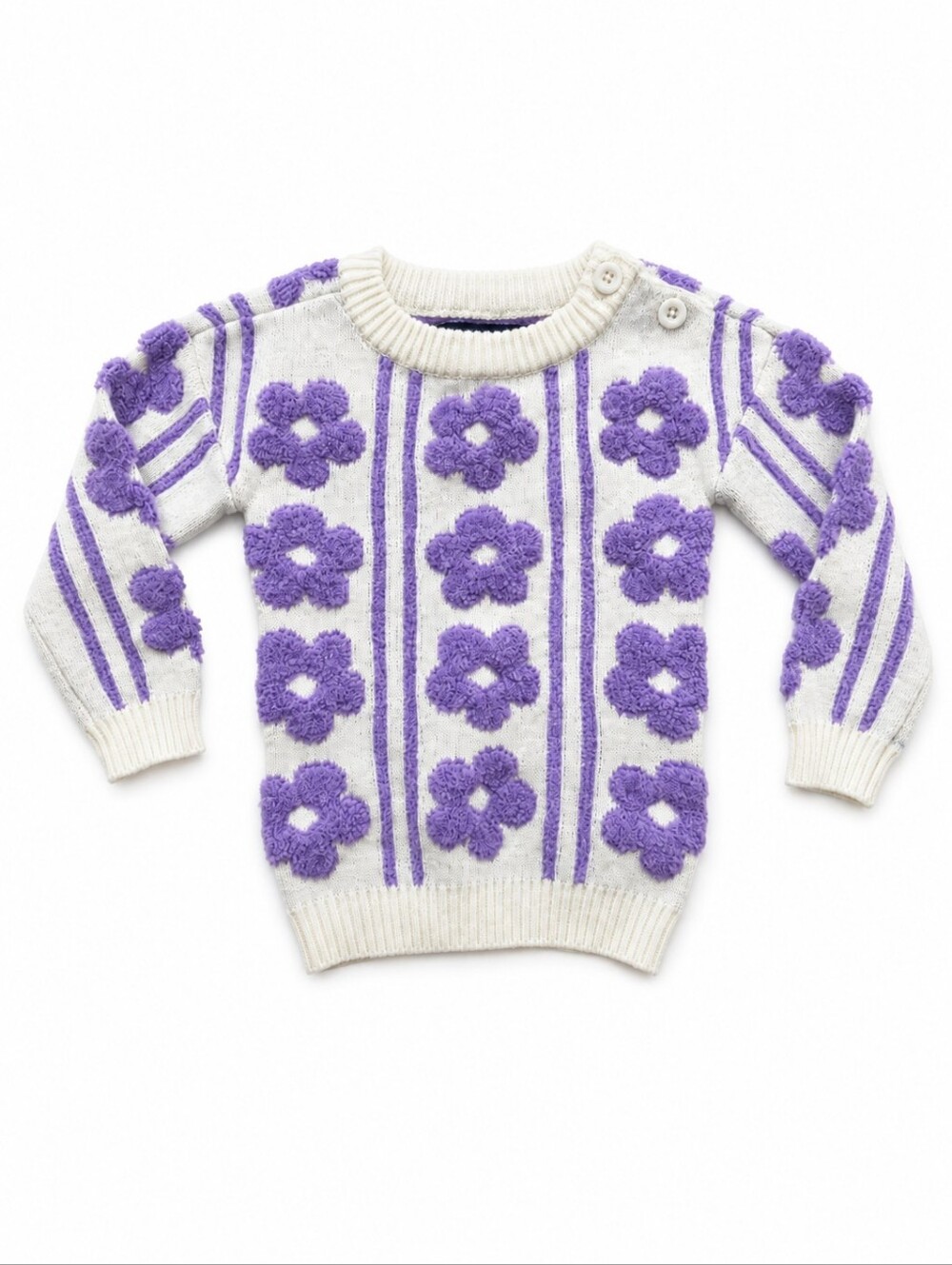 Andy & Evan Purple Flower Sherpa Sweater Size 3-6m
